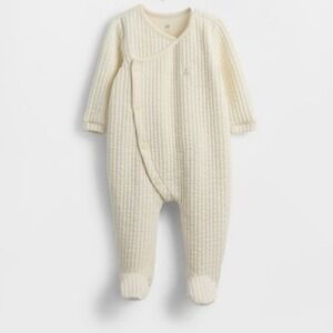 Baby Gap 3-6M Quilted Cotton Footed Sleeper Cream‎ Neutral Kimono Ribbed Romper